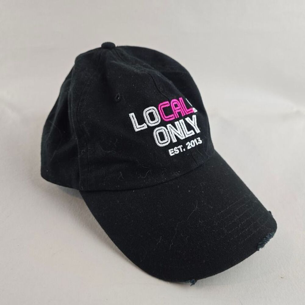 Local Only Hat Black Adjustable Strapback Baseball Cap Distressed Calliefornia